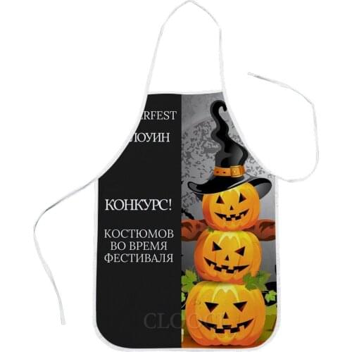 CLOOCL Halloween Theme Kitchen Aprons Pumpkin Man Letter Print Apron Halloween Festival Home Textile