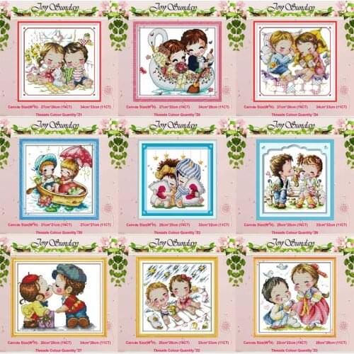 Cartoon Lovers painting counted 11CT 14CT Cross Stitch Sets Wholesale DIY Cross-stitch Kits Embroidery Needlework Home Decor