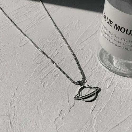 Planet Woman Necklaces Long Jewelry Women Necklace Pendant Hip Hop Chain Lovers Silver Color European Stainless Steel Naszyjnik