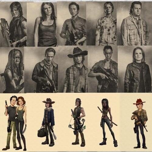The Walking Dead Characters Posters Cartoon Prints Home Wall Decoration Kraft Paper Free Shipping home art Brand MO62