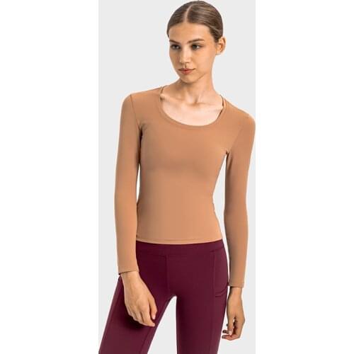 Plain Long Sleeve Fitness Shirt Slim Workout Yoga Sports Top Autumn Gym Clothing Sportswear Women Anti-sweat Running T-shirts