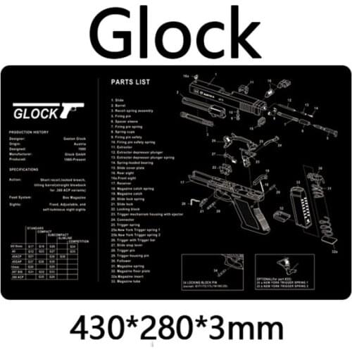 Glock Gun Cleaning Rubber Mat for Glock Pistol Remington with Armorers Parts List Bench Pads