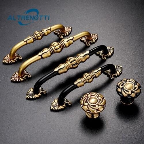 Luxury Furniture Handle Brass Chinese Style Gold Black Cabinet Wardrobe Door Pull Kitchen Cupboard Drawer Closet Knob Hardware