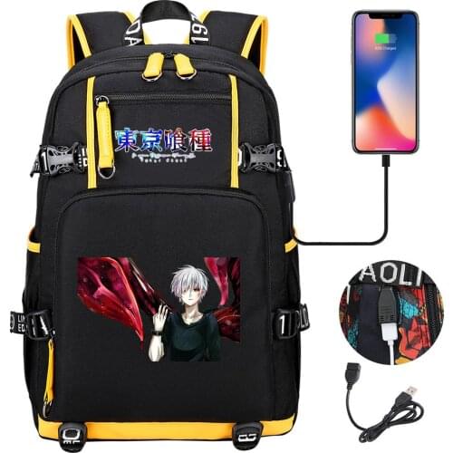 Anime Tokyo Ghoul Backpacks For School Multifunction USB Charging Bag Boy Girl Teenager School Bags Travel Laptop Mochila