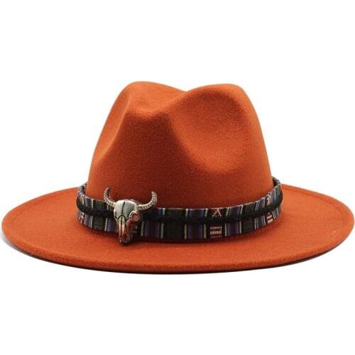 Seioum Wide Brim Simple Church Derby Top Hat Panama Solid Color Felt Fedoras Hat for Men Women artificial wool Jazz Cap