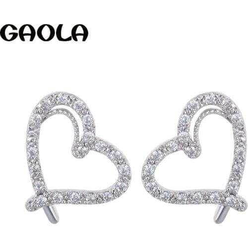 Europe and America Jewelry Fashion Christmas Gift Heart Shaped Stainless Steel Stud Earrings GLE3688