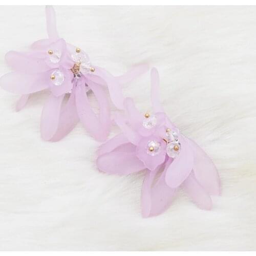 Korean Style Pink Acrylic Bead Earrings Statement Artificial Crystal Beaded Stud Earings For Women Party Anniversary Jewelry