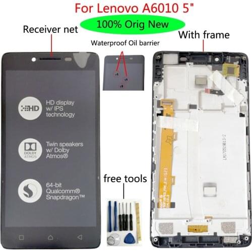 Shyueda 100% Oig NEW with frame For Lenovo A6010 5" IPS 720x1280 pixels LCD Display Touch Screen Digitizer