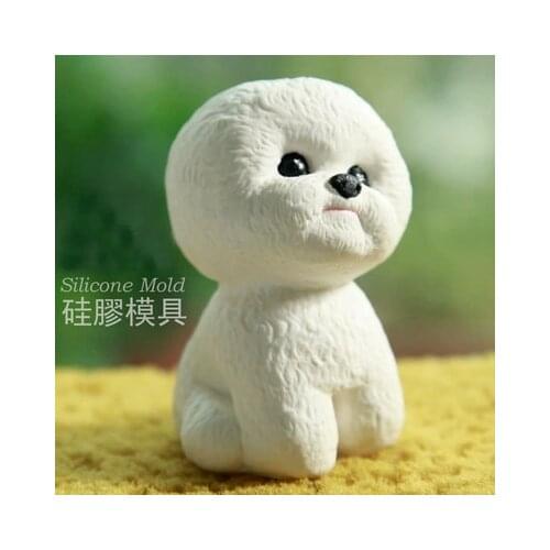 Super Cute Silicone Mold Lucky Dog DIY Clay Tools Soap Moulds Resin Clay Car Aroma Stone for Home Decoration Bichon Frise Dog 3D