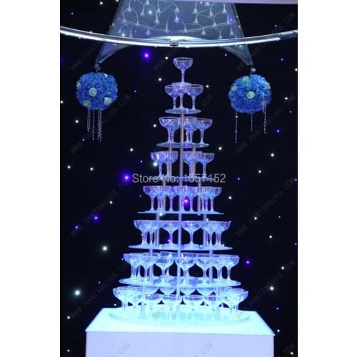 Wedding wine tower, Seven tiers round arcrylic champagne tower, festive party supplies