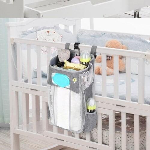Led Night Light Baby Storage Organizer Crib Hanging Storage Bag Caddy Organizer for Baby Essentials Bedding Set Diaper Storage