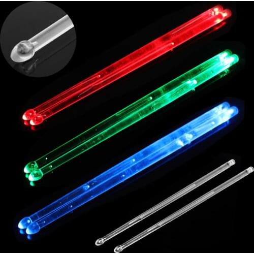 5A LED Polymer Material Drum Stick Noctilucent Glow in The Dark Stage Performance Luminous Jazz Green Red Blue 3 Colors Optional
