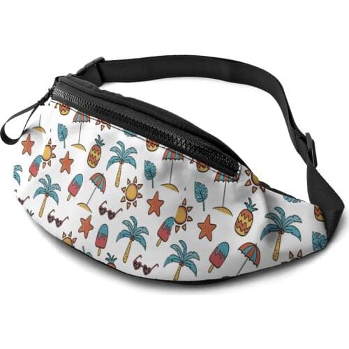 Summer Hawaii Style Fanny Packs for Women Outdoor Waist Bags for Running Female Cellphone Pouch Bag Purse for Beach Travelling