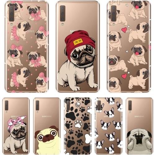 Back Cover For Samsung Galaxy A6 A8 Plus 2018 A5 A7 Silicone Soft Pug French Bulldog Phone Case For Samsung A3 A5 A7 2016 2017