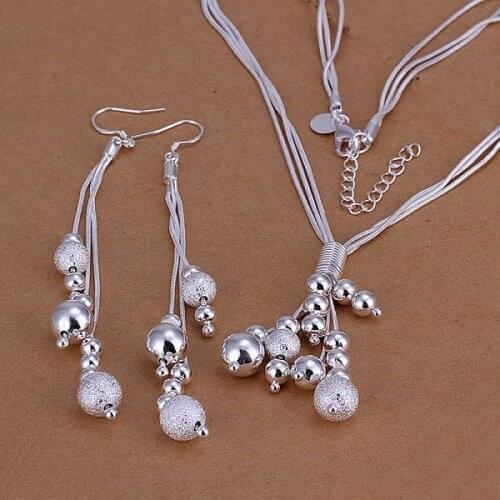 Factory price top quality jewelry silver plated jewelry sets necklace bracelet bangle earring ring SMTS121