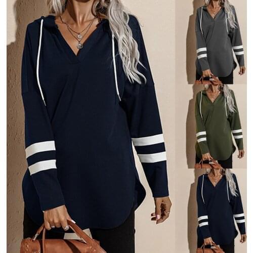WomenS Hooded Sweater Autumn And Winter Fashion Casual All-Match Solid Color Loose Long-Sleeved Hooded Sweater толстовка 50