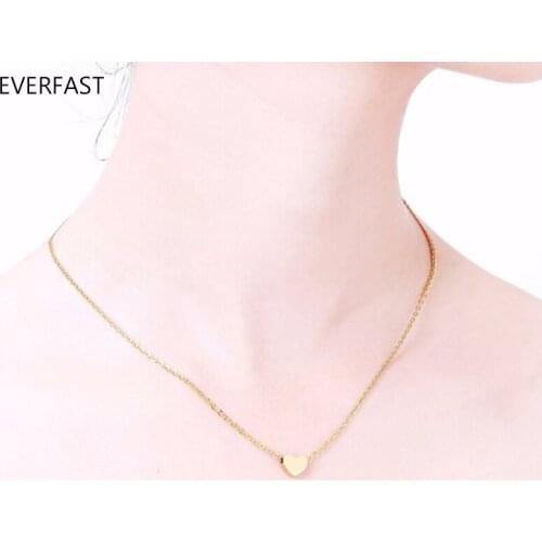 Everfast 1pc Cute Tiny Heart Necklaces & Pendants Simple Statement Collier Femme Jewelry Couple Lovers Necklace