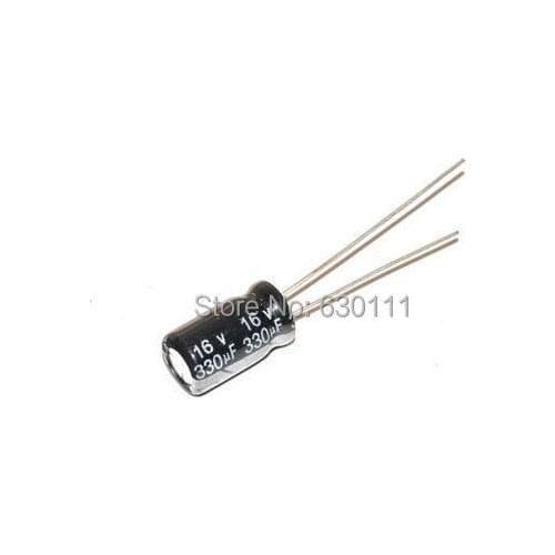 100pcs 330uF 16V Radial Electrolytic Capacitor 6mm X12mm