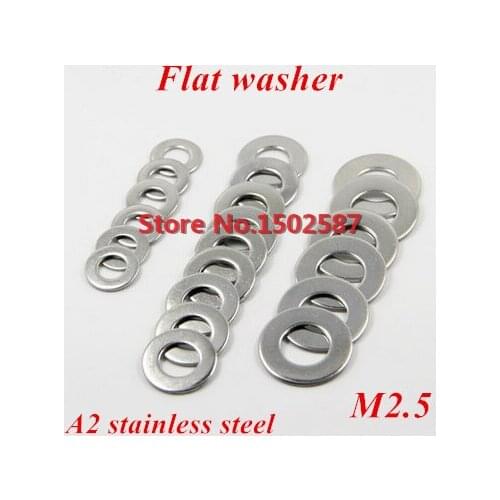 100 Pieces DIN 125 Flat Washer M2.5 A2-70 Stainless Steel SS304 M2.5*6*0.5 Thickness 0.5mm
