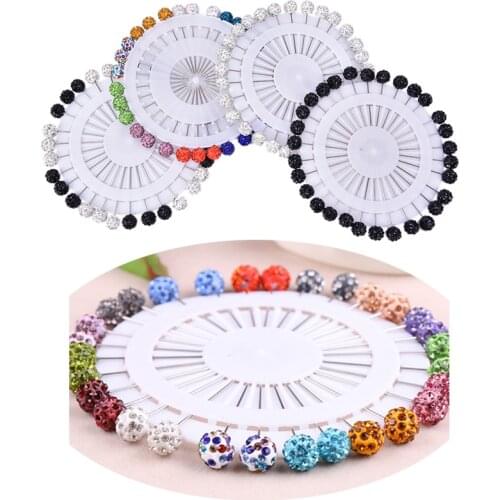 12/30Pcs Fashion Crystal Ball Brooch Pin Muslim Hijab Scarf Pins Scarf Clip Wedding Pin For Women Hijab Pins With Hat