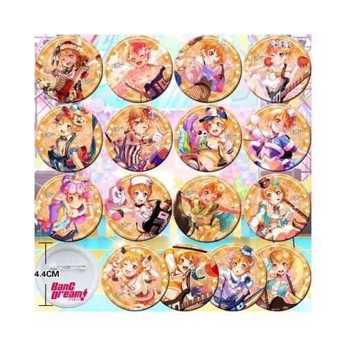 16Pcs Anime BanG Dream! Tsurumaki Kokoro Seta Kaoru Cosplay Bedge Collect Backpack Bags Badge Button Brooch Pin Souvenir Gift