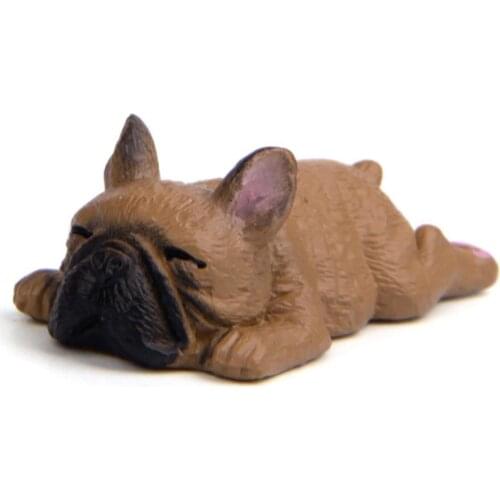 2inch PVC Sleeping Lying Dog French Bulldog Doll Figurine Toy Car Home Decor