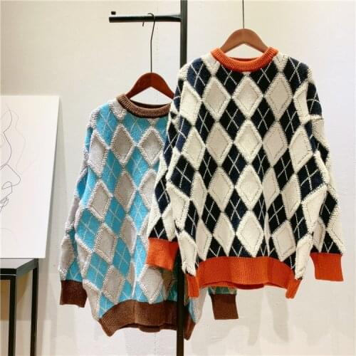 2021 Autumn Women O-Neck Sweater Loose Style Knitted Fashion Oversize Winter Warm Sweater Casual Women Pullovers Pull Femme