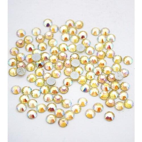 3SS to 30SS High Quality Crystal Strass Jonquil AB Flat Back Stones Nail Art Glue On Non Hotfix Rhinestones