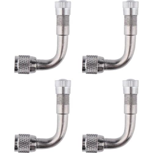 4 Piece Silver 90 Brass Car Tire Lengthened Inflatable Tube 45/90/135 Degree