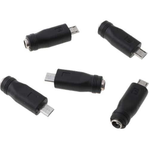 5 Pcs 5.5x2.1mm Female Jack to Micro USB Male Plug DC Power Connector Adapter HX6A