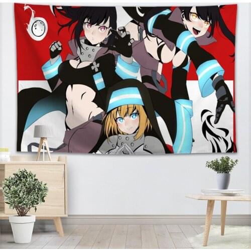 Arthur Boyle Fire Force Tapestry Wall Cloth Decor Home Apartment Decoration Fabric Tapestries Camping Tent Travel Sleeping Pad