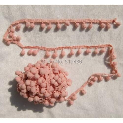 Free shipping 5yards/lot Lemonade Polyester cute PomPom Fringe trim draper ball Accessories sew 0.8" ball