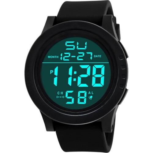 Classic Fashion Digital Watch Led Display Electronic Wristwatch Multifunctional Outdoor Sports Waterproof Watches for Men
