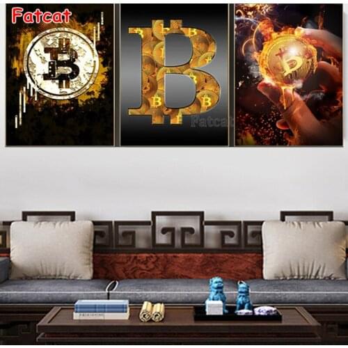 Financial Collection Value Bitcoin Full Square Round Diamond Embroidery 5D Diy Diamond Painting Mosaic Wall Stickers PP2669
