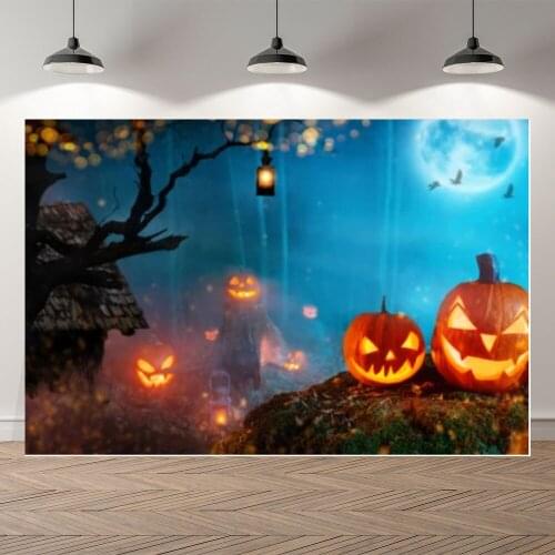 Seekpro Autumn Halloween Party Bokeh Forest Light Moon Photography Background Photographic Backdrop For Photo Studio Shoot