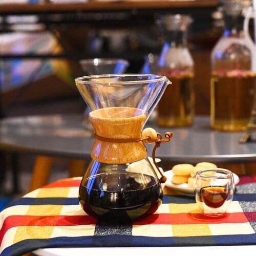 Classic Coffee Maker Pour Over Coffee Maker Glass Coffees Pot With Wood Handle Pots Stainless Steel Filter Manual Drip Brewer