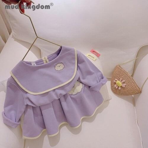 Mudkingdom Cute Girl Skirt Set Cartoon Embroidery Long Sleeve Pullover Sweatshirts Pleated Skirts Outfits for Girls Set Clothing