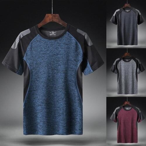2021 Fashion O Neck Patchwork Color Men T-shirt Soft Short Sleeve Slim Sport T-shirt Sportwear Round Neck Short Sleeve Top