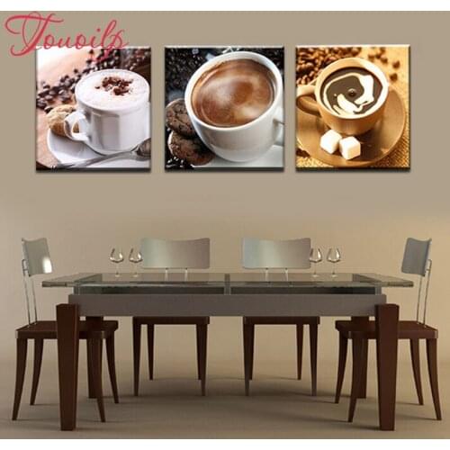 3 pcs coffee 5d diamond painting full square&round drill diamond embroidery mosaic modern triptych home decoration painting