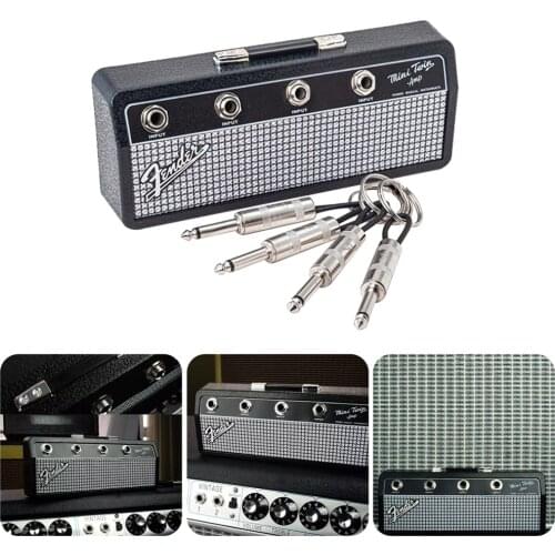 4 plug wall mount key hanger guitar plug keychain bracket self-adhesive key holder retro home decoration Key storage artifact