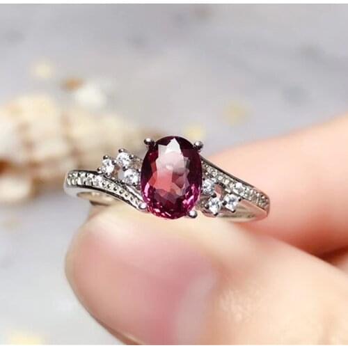 Natural pyrope garnet ring real 925 soild sterling silver 5*7mm gemstone find jewelry for women Anniversary gift free ship