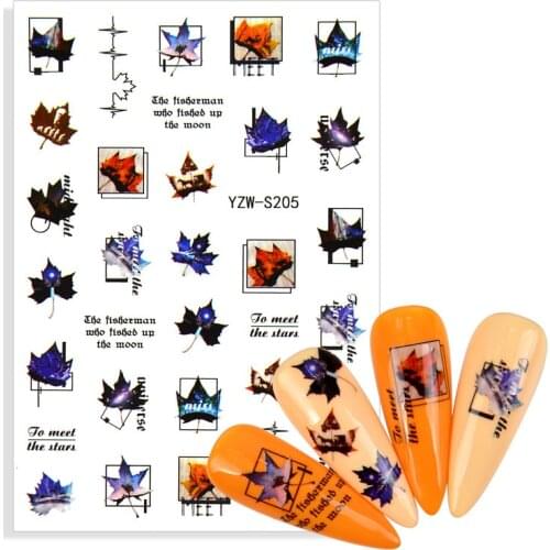 2021 NEW Maple Leaf Nail Stickers Black Snake Cat Alien Butterfly Lips Tattoo Manicure Dragon Adhesive Nail Decal Slider Tool