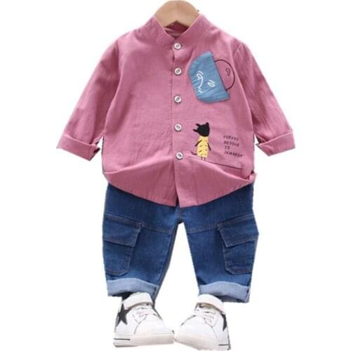 New Spring Autumn Baby Boys Clothing Sets Fashion Children Casual Shirt Jeans 2Pcs/sets Toddler Casual Clothes Kids Tracksuits