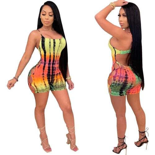 2021 Summer New Womens Digital Printing Jumpsuit Sexy Suspender Halter Nightclub Style One-Piece