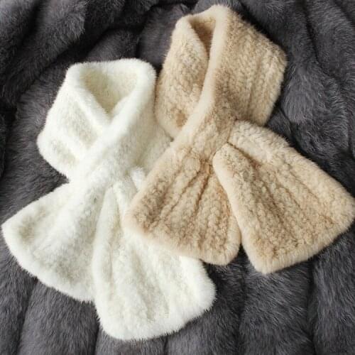 New lady mink scarf short paragraph cross Korean version of the handmade women weaving fur double-sided fur collar