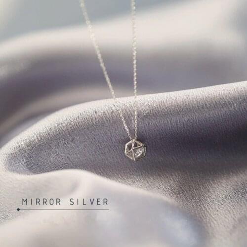 OBEAR Silver plated Fashion Simple Geometric Zircon Faceted Necklace Personality Temperament Fashionable Gift Clavicle Chain