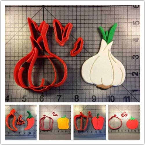 Vegetables garlic bell pepper red chili pepper tomato shape kids birthday cake cupcake top steam bread cookie cutter set