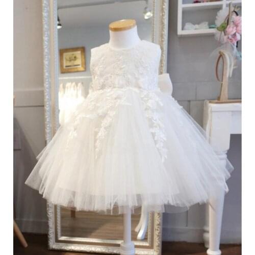 Summer Baby Girls Dress Newborn Baby White Lace Bow Princess Dress For Baby 1st Year Birthday Dress Costume Infant Party Gown