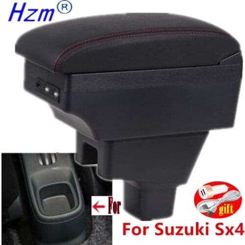 Arm Rest For Suzuki Sx4 2006-2018 Center Centre Console Storage Box Armrest Rotatable with USB LED 2007 2008 2009 2010 2011 2012