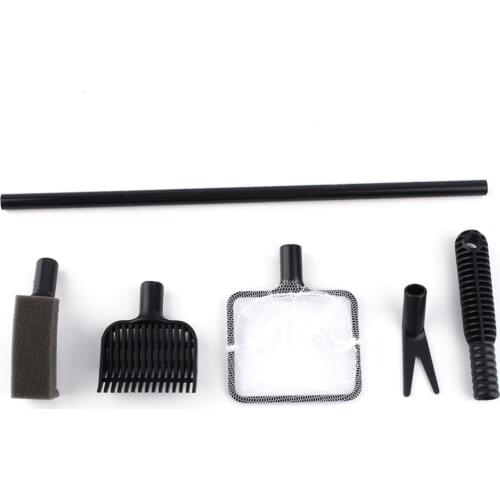 Practical 4 In 1 Aquarium Tank Cleaner Set Plant Cleaner Brush Algae Water Grass Scraper Gravel Rake Net Fork Sponge Cleaner